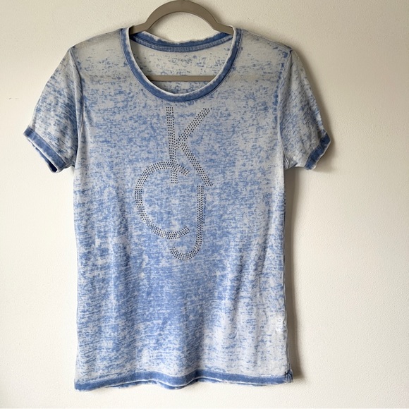 Calvin Klein Jeans baby blue burnout Tee Size S - Picture 1 of 4